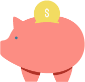 Coin going into a piggy bank