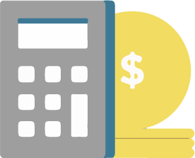 A calculator and a few coins