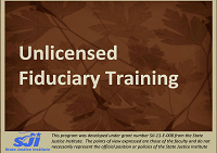 Unlicensed fiduciary title screen, wording on brown background