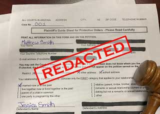 Image of a redacted court form