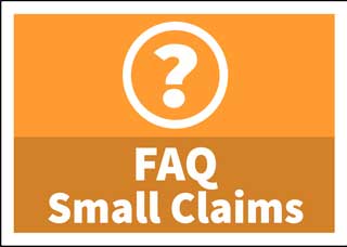 Orange button leading to small claim FAQ